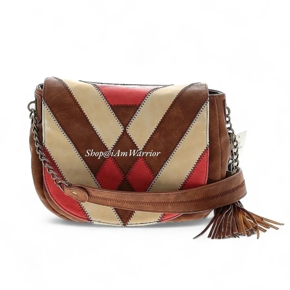 Steven Madden NWT chevron boho leather crossbody purse *shop@iamwarrior